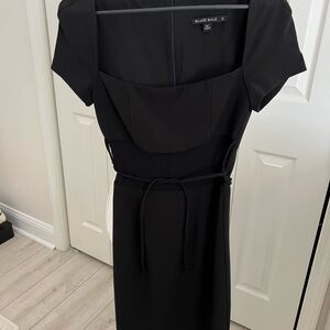 Black Halo Classic Black Midi Dress with see-through mesh. Size 0